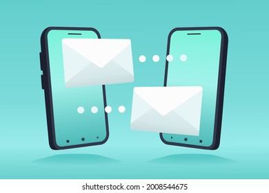 Sending message, email process concept with smartphone. Send and received sms. Illustration vector