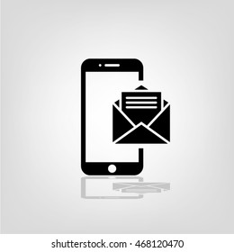 Sending message on phone icon. Trendy vector illustration eps10. Business logo.  Internet symbol for website design, mobile app. Modern concept flat mobile sign. 