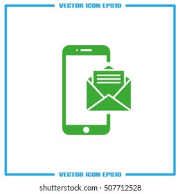 Sending message on phone icon. Trendy vector illustration eps10. Business logo.  Internet symbol for website design, mobile app. Modern concept flat mobile sign. 