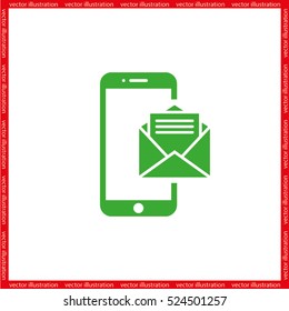 Sending message on phone icon. Trendy vector illustration eps10. Business logo.  Internet symbol for website design, mobile app. Modern concept flat mobile sign. 