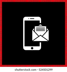 Sending message on phone icon. Trendy vector illustration eps10. Business logo.  Internet symbol for website design, mobile app. Modern concept flat mobile sign. 