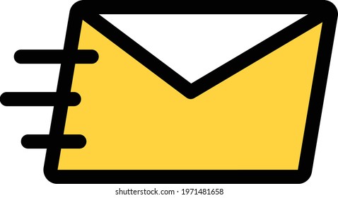 sending message vector line colour icon