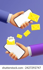 Sending messages to friend. 3d vector illustration

