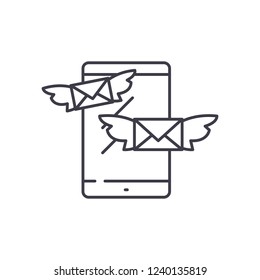 Sending messages line icon concept. Sending messages vector linear illustration, symbol, sign