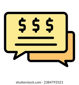 Sending money chat icon outline vector. Mobile wallet. Mobile payment color flat