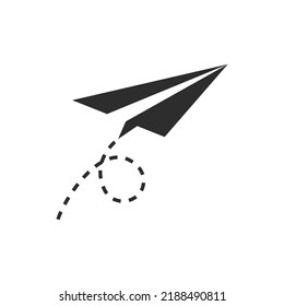 Senden eines Papierflugzeugsymbol. Schwarz-Weiß-Symbol. Vektorgrafik