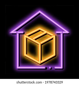 sending parcel neon light sign vector. Glowing bright icon sending parcel sign. transparent symbol illustration