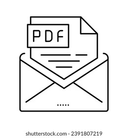 sending pdf file line icon vector. sending pdf file sign. isolated contour symbol black illustration