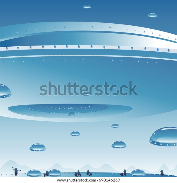 Sending the plane of the future\
and passengers aliens flying in a taxi for landing at the\
airport