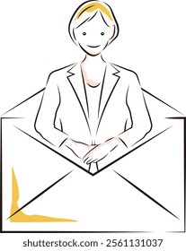 Sending, receiving and checking business emails image illustration