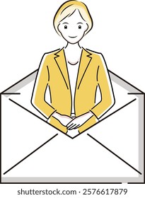 Sending, receiving and checking business emails image illustration