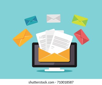 Sending or receiving email concept illustration. Email marketing. Email illustration. 
