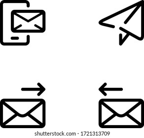 Sending and receiving e-mails. Vector outline icons.