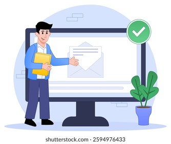 Sending and receiving mail messages flat style illustration vector design.