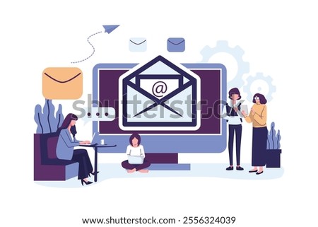 Sending and receiving mail messages flat style illustration vector design