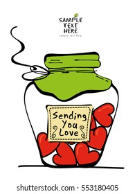 Sending you love design / Jar of hearts vector stock / Valentine's day design card