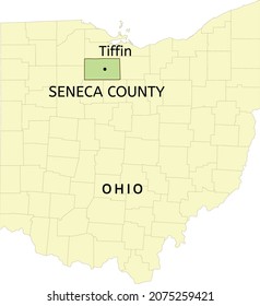 Seneca County and city of Tiffin location on Ohio state map