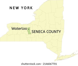 Seneca County and village of Waterloo location on New York state map