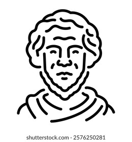 Seneca philosopher icon in line style 