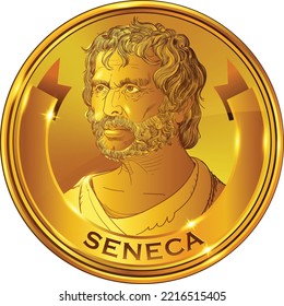 Seneca Porträt in der Kunstgrafik. Er war ein römischer Stoikphilosoph, Staatsmann, Dramatiker und Satiriker der Silver Age der lateinischen Literatur. Vektorgrafik