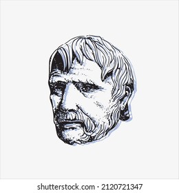 Seneca. Vector Graphic Portrait. Ancient Roman Philosopher.