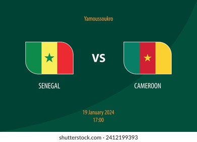 Senega vs Cameroon football scoreboard broadcast template for soccer africa tournament 2023