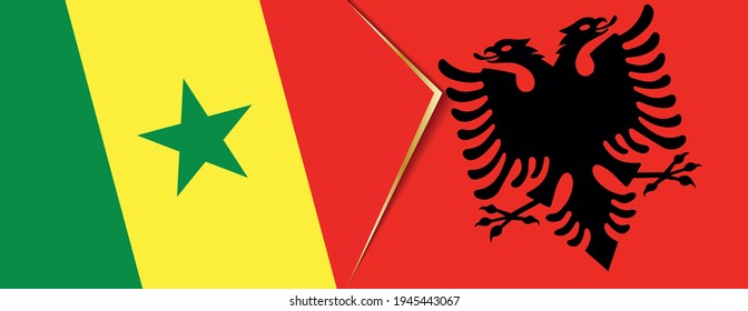 Senegal und Albanien Flaggen, zwei Vektorflaggen Symbol für Beziehung oder Konfrontation.