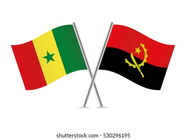 Senegal and Angola flags. Vector illustration.