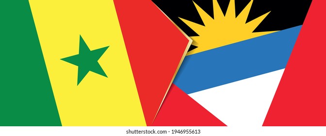 Senegal and Antigua and Barbuda flags, two vector flags symbol of relationship or confrontation.