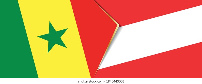 Senegal and Austria flags, two vector flags symbol of relationship or confrontation.