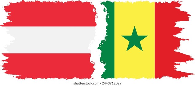 Senegal y Austria grunge banderas de conexión, vector