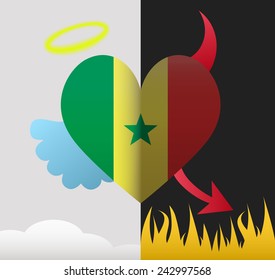 Senegal background of a heart half demon half angel