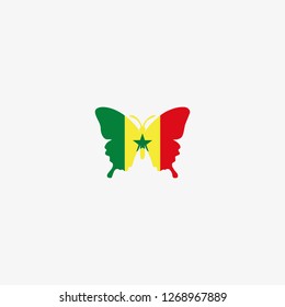 Senegal butterfly flag graphic element Illustration template design