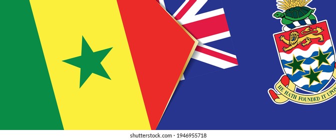 Die Flagge der Senegal und der Kaimaninseln, zwei Vektorfahnen Symbol der Beziehung oder Konfrontation.