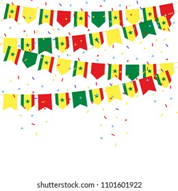 Senegal celebration bunting flags with Confetti And Ribbons on white background.vector illustration