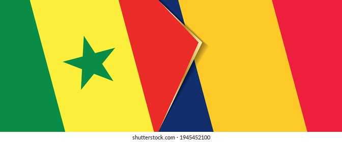 Senegal and Chad flags, two vector flags symbol of relationship or confrontation.