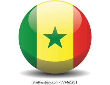 Senegal circle button flag background texture. Vector illustration.