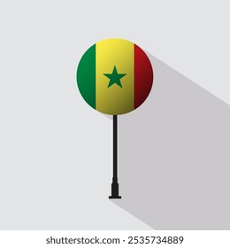 Senegal Circle Sign Flag Vector Illustration