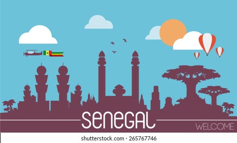 Senegal city skyline silhouette flat design vector illustration