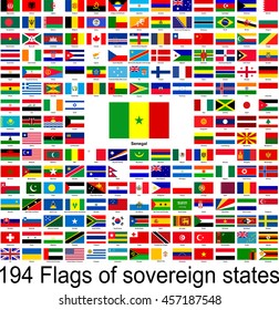 Senegal, collection of vector images of flags of the world