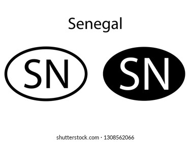 Senegal country code icon.  Iso code country domain name.  SN - Senegal abbreviated. vector