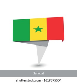 Senegal Country flag. Paper origami banner. Flat flag vector illustration.