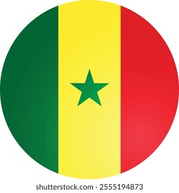 Senegal Country Round Flag Vector