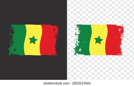 Senegal Country Transparent Wavy Flag Grunge Brush png
