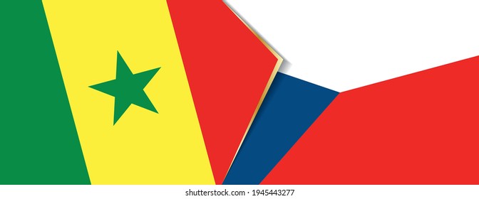 Senegal and Czech Republic flags, two vector flags symbol of relationship or confrontation.