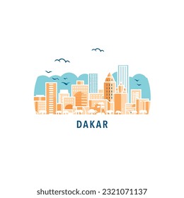 Senegal Dakar modern city landscape skyline logo. Panorama vector flat shape abstract Cape Verde  region icon