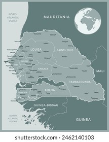 Senegal - detailed map with administrative divisions country. Vector illustration