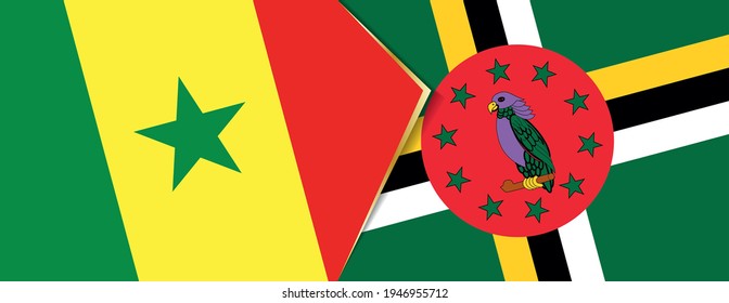 Banderas de Senegal y Dominica, dos banderas vectoriales símbolo de relación o enfrentamiento.