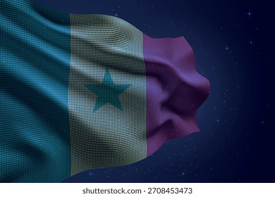 Senegal gepunktete LED-Fahne winkt gegen den Nachthimmel mit futuristischem Effekt