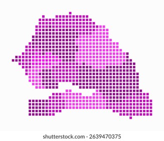 Senegal dotted map. Digital style map of the country on white background. Senegal shape with square dots. Colored dots style. Large size squares. Beautiful vector illustration.